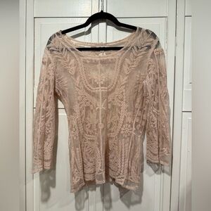 Ultra pink sheer mesh top size small EUC
